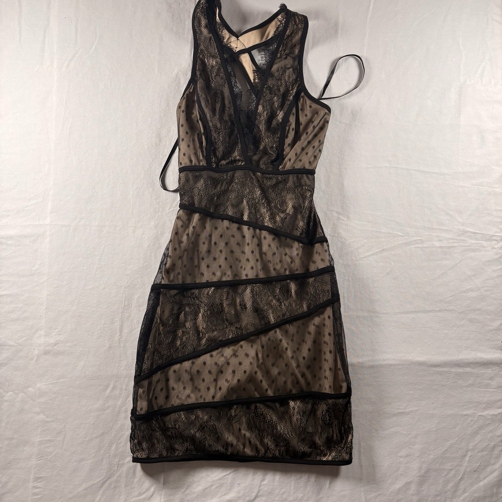 Y2K ARDEN B  STRETCH SHEER MESH LACE HALTER NECK BLACK DRESS  SIZE SMALL